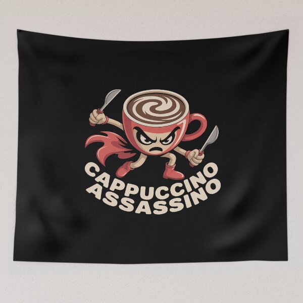 Item preview, Cappuccino Assassino - A funny gift for anyone who loves coffee, memes, and a touch of Italian chaos with a sharp twist. designed and sold by ZyziowskyArt.