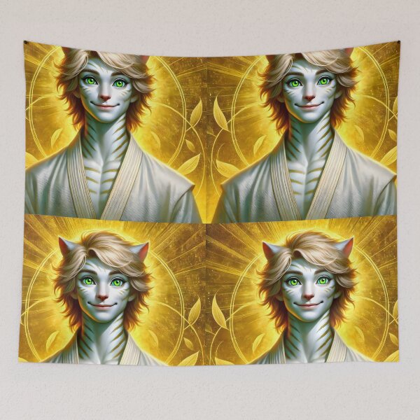 Item preview, Handsome Feline Alien Being - Golden Cosmic designed and sold by EmeraldeaArt.