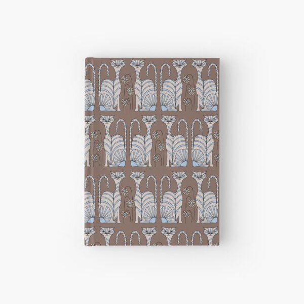 Retro Colorful Cats in White, Pale Blue and Brown Hardcover Journal