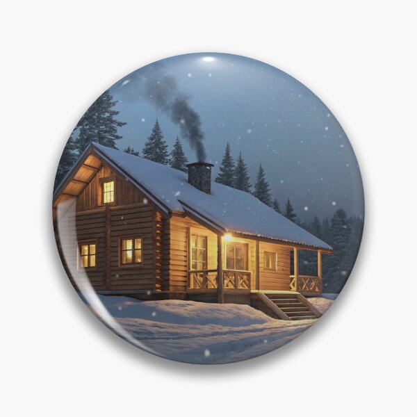 Item preview, Cozy Winter Cabin in the Snowy Forest at Dusk designed and sold by ChenEngEng.