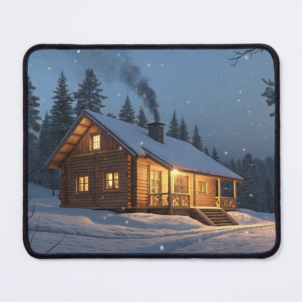 Item preview, Cozy Winter Cabin in the Snowy Forest at Dusk designed and sold by ChenEngEng.