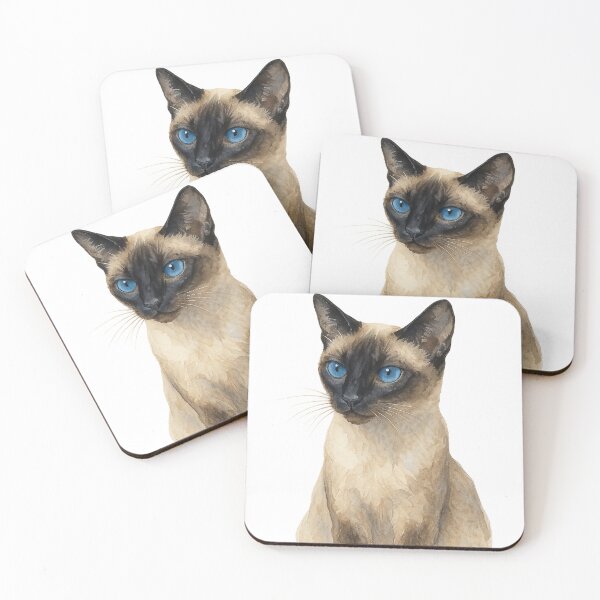 Item preview, A watercolor illustration of a Siamese cat designed and sold by GentleMuse.