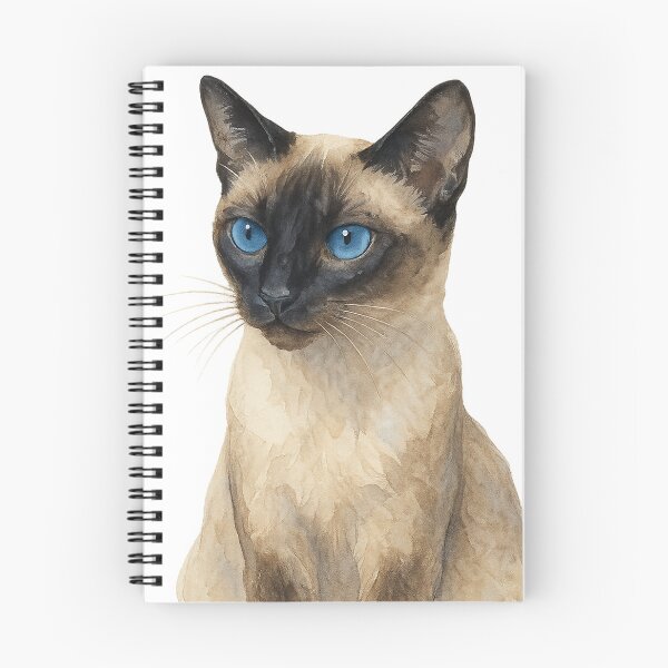 Item preview, A watercolor illustration of a Siamese cat designed and sold by GentleMuse.