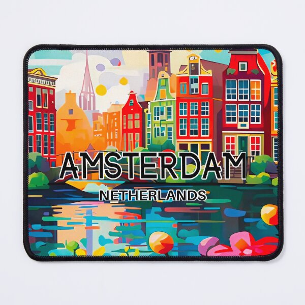 Item preview, Amsterdam Colorful Canal Houses – Netherlands Travel Poster designed and sold by Negozio Masmat.