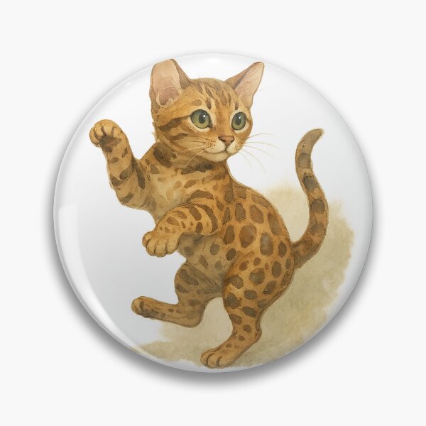 Item preview, A watercolor illustration of a a Bengal kitten designed and sold by GentleMuse.