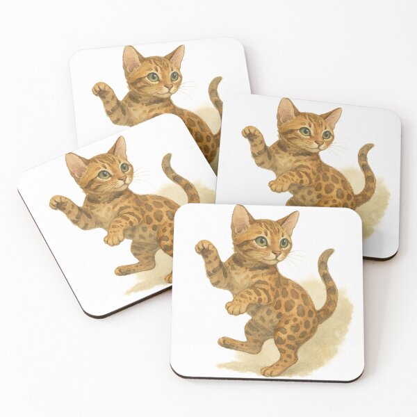 Item preview, A watercolor illustration of a a Bengal kitten designed and sold by GentleMuse.
