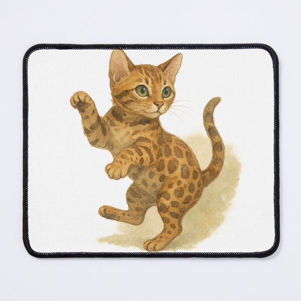 Item preview, A watercolor illustration of a a Bengal kitten designed and sold by GentleMuse.