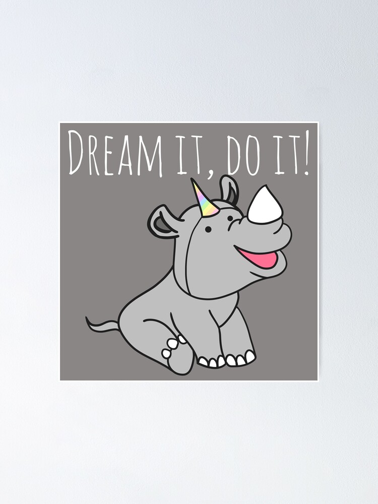 "Nashorn Einhorn Spruch Sprüche Inspiration" Poster von Esorana Redbubble