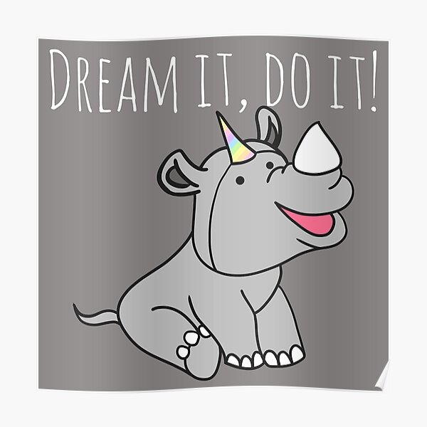 "Nashorn Einhorn Spruch Sprüche Inspiration" Poster von Esorana Redbubble