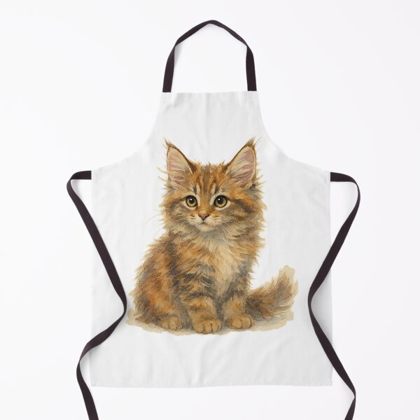 Item preview, A watercolor illustration of a Maine Coon kitten with an emphasis on its fluffy fur designed and sold by GentleMuse.