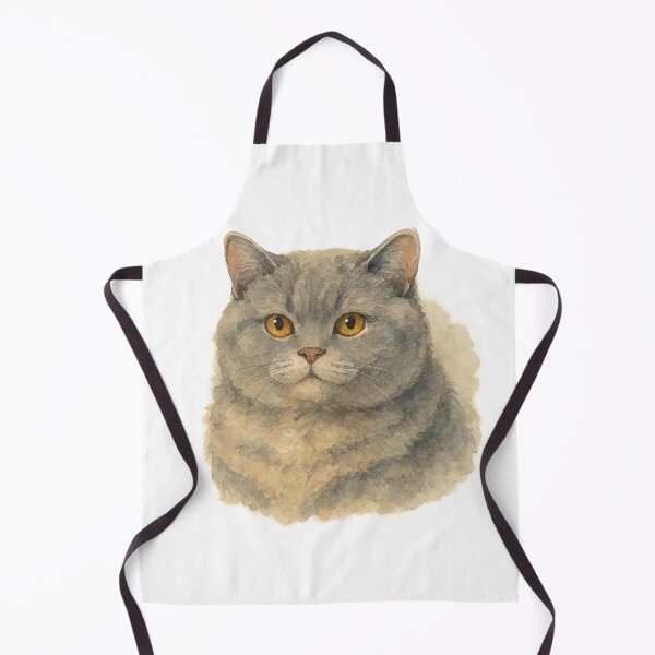 Item preview, A watercolor illustration of a British Shorthair cat designed and sold by GentleMuse.
