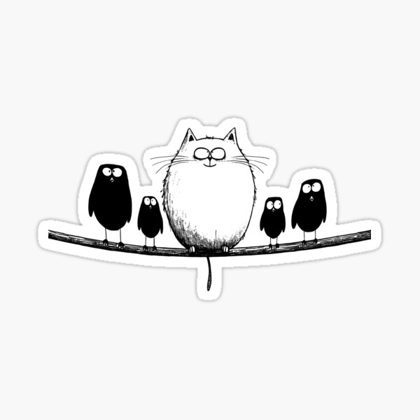 Item preview, Cat on a wire with the birds designed and sold by Type2Design.