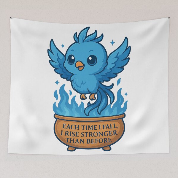 Item preview, Blue Phoenix Rising – Chibi Style Empowerment Art designed and sold by AWB-Apo11o.