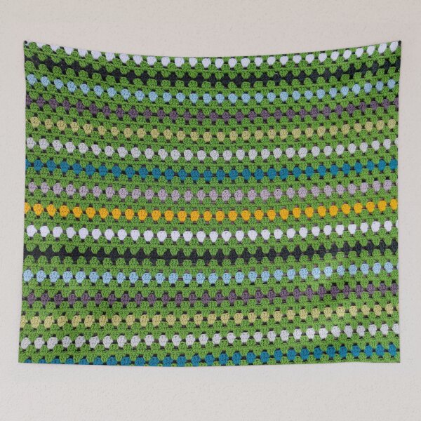 Item preview, Lime Green Crochet Texture – Handcrafted Yarn Granny Stripe Pattern Photo designed and sold by thistledewcraft.