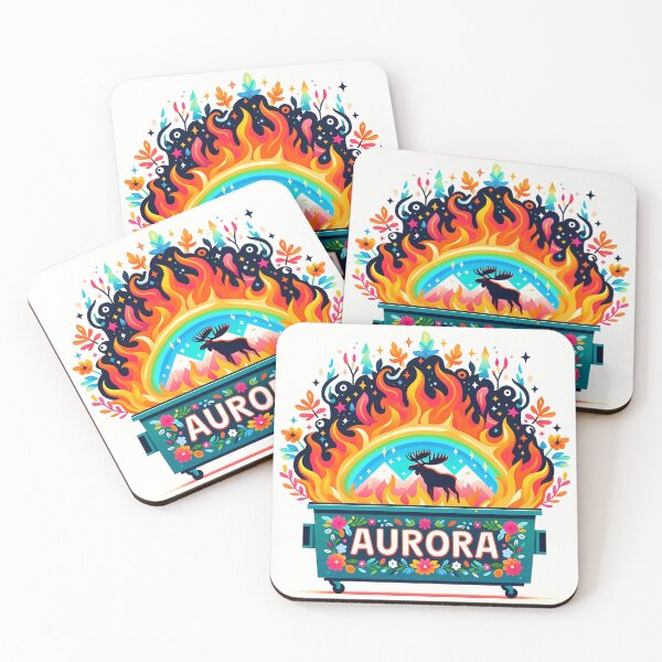 Item preview, Scandinavian Folk Art Aurora Moose Dumpster Fire by heidiannemorris © designed and sold by FOLK ART FUSION by heidiannemorris.