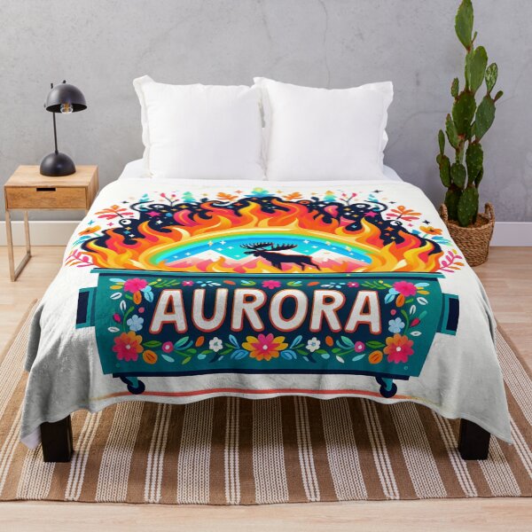 Item preview, Scandinavian Folk Art Aurora Moose Dumpster Fire by heidiannemorris © designed and sold by FOLK ART FUSION by heidiannemorris.