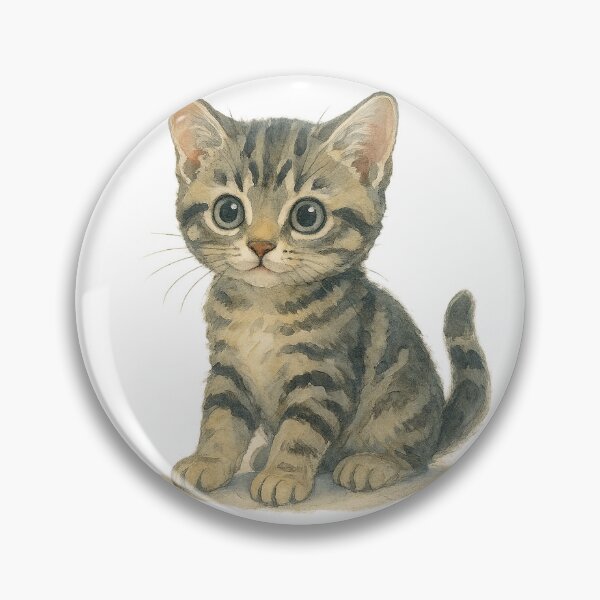 Item preview, A watercolor illustration of an American Shorthair kitten designed and sold by GentleMuse.