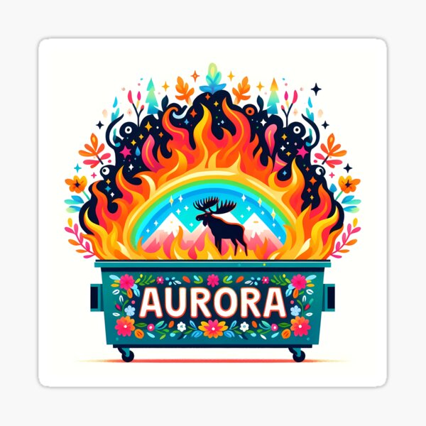 Item preview, Scandinavian Folk Art Aurora Moose Dumpster Fire by heidiannemorris © designed and sold by FOLK ART FUSION by heidiannemorris.