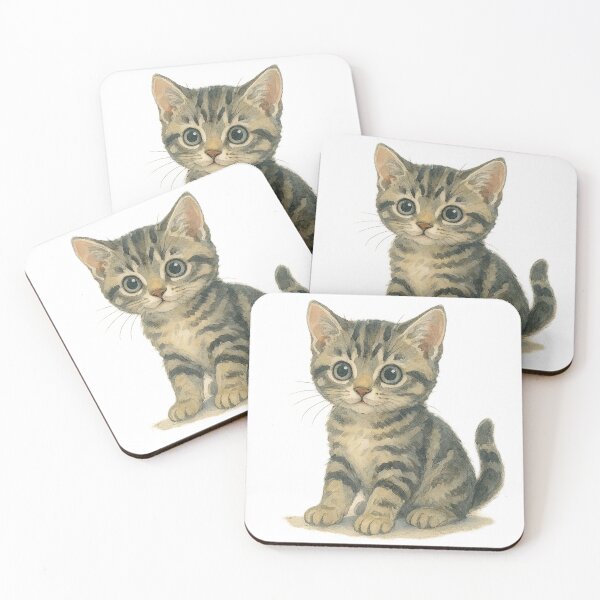 Item preview, A watercolor illustration of an American Shorthair kitten designed and sold by GentleMuse.