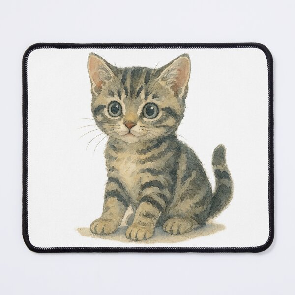 Item preview, A watercolor illustration of an American Shorthair kitten designed and sold by GentleMuse.