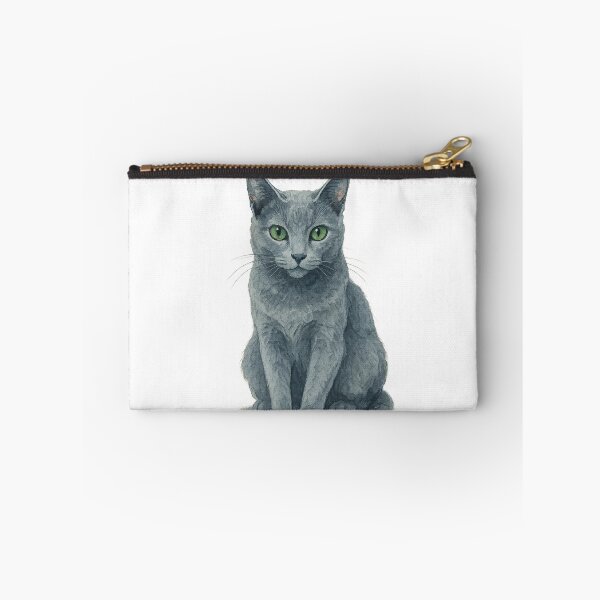 Item preview, A watercolor illustration of a Russian Blue cat designed and sold by GentleMuse.