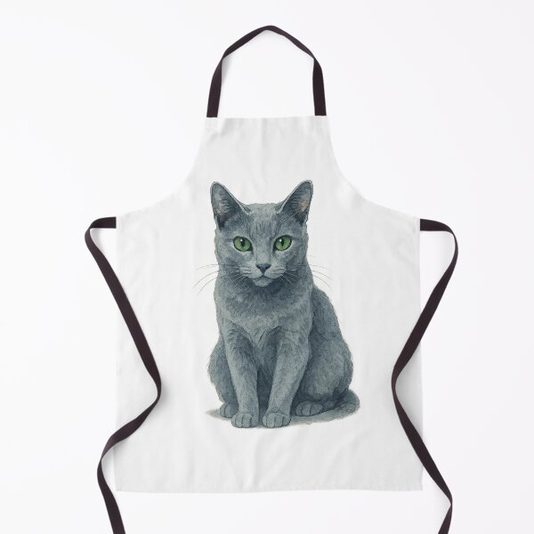 Item preview, A watercolor illustration of a Russian Blue cat designed and sold by GentleMuse.