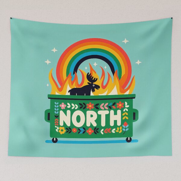 Item preview, Scandinavian Folk Art North Moose Dumpster Fire by heidiannemorris © designed and sold by FOLK ART FUSION by heidiannemorris.