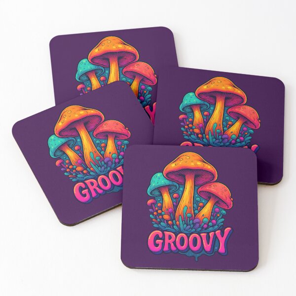 Artikelvorschau, Psychedelische Pilze Groovy Tee | Neon Psyche Pilze entworfen und verkauft von MarCinu Art.