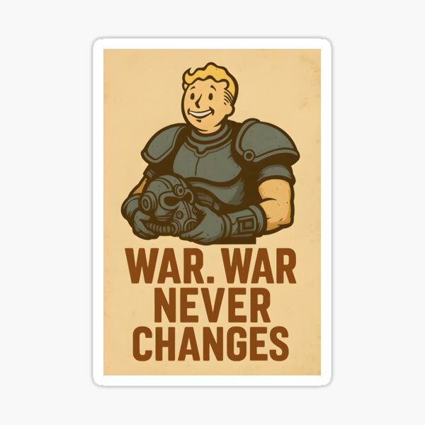 Vista previa del artículo con la obra «Vault Boy - Guerra. La guerra nunca cambia | Póster retro de Fallout», diseñado y vendido por StornoRetro.
