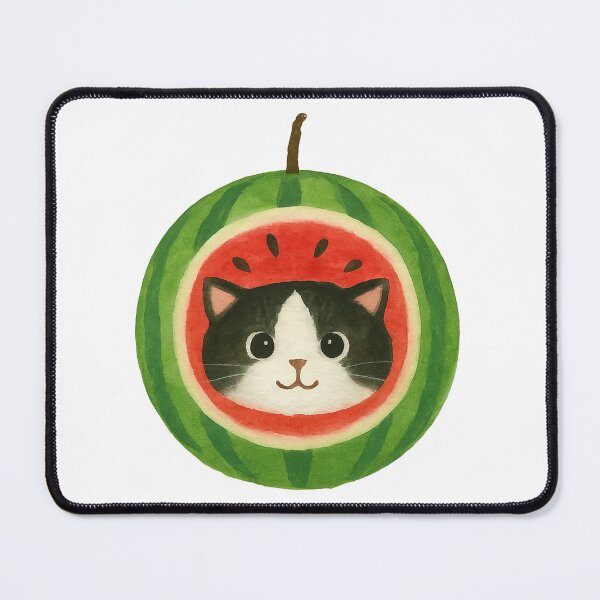 Item preview, Sweet Surprise: Cat Popping Out of a Watermelon designed and sold by OshiaDesign.