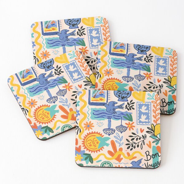 Item preview, Mediterranean Bon Voyage Art – Playful Travel-Inspired Collage Print designed and sold by weirdfishes123.