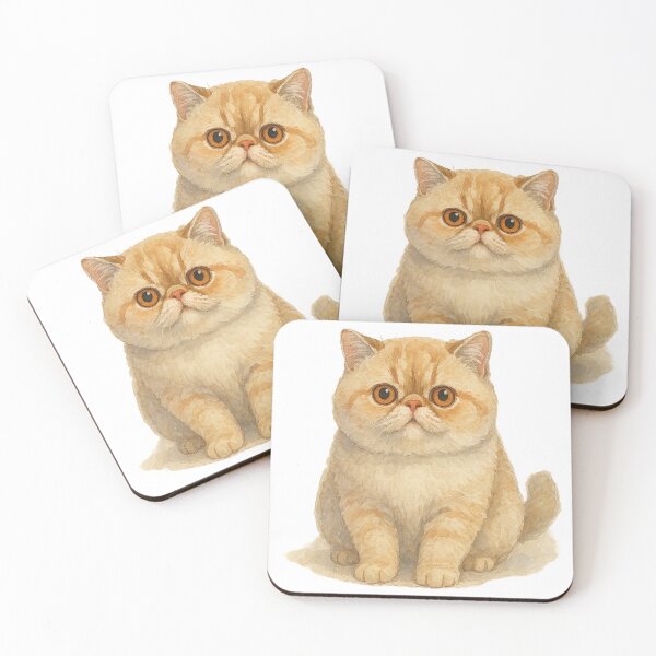 Item preview, A watercolor illustration of an Exotic Shorthair cat designed and sold by GentleMuse.