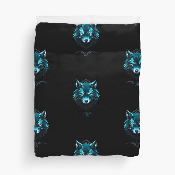 Item preview, Blue fox in a modern digital motif designed and sold by FusionDesignsMK.