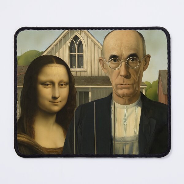 Item preview, Midwest Mona Lisa – American Gothic Reimagined. Grant Wood designed and sold by Shoot-The-Moon.