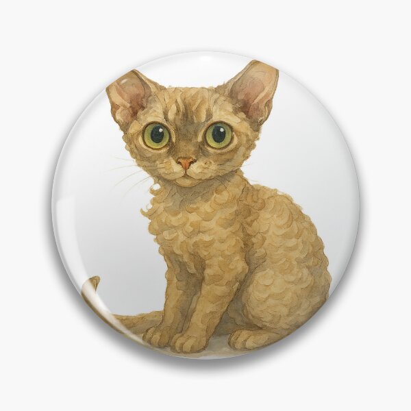 Item preview, A watercolor illustration of a Devon Rex cat designed and sold by GentleMuse.
