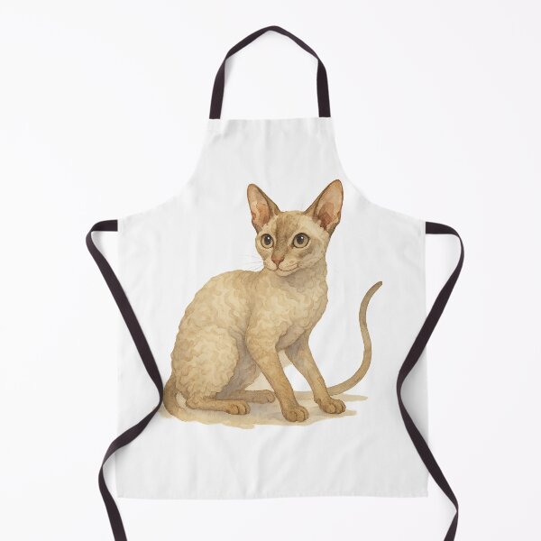 Item preview, A watercolor illustration of a Cornish Rex cat designed and sold by GentleMuse.