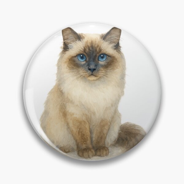 Item preview, A watercolor illustration of a Birman cat designed and sold by GentleMuse.