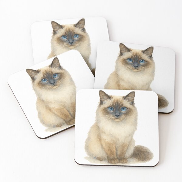 Item preview, A watercolor illustration of a Birman cat designed and sold by GentleMuse.