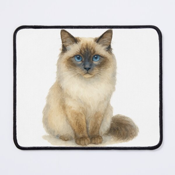 Item preview, A watercolor illustration of a Birman cat designed and sold by GentleMuse.