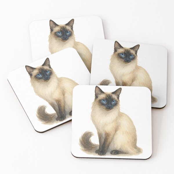 Item preview, A watercolor illustration of a Balinese cat designed and sold by GentleMuse.
