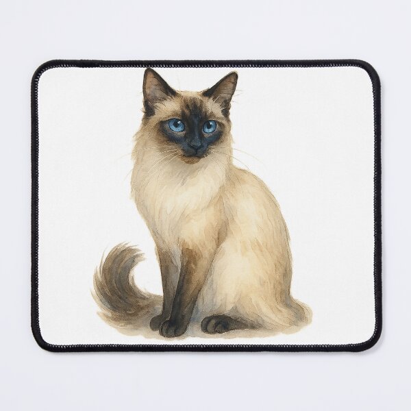 Item preview, A watercolor illustration of a Balinese cat designed and sold by GentleMuse.