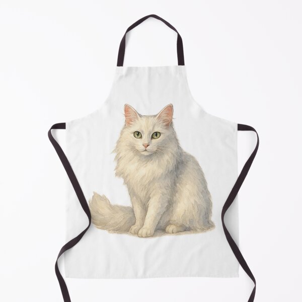 Item preview, A watercolor illustration of a Turkish Angora cat designed and sold by GentleMuse.
