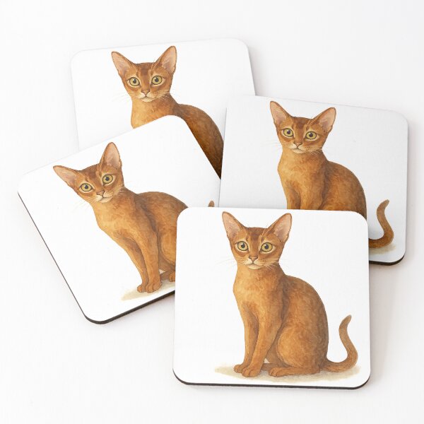 Item preview, A watercolor illustration of an Abyssinian cat designed and sold by GentleMuse.