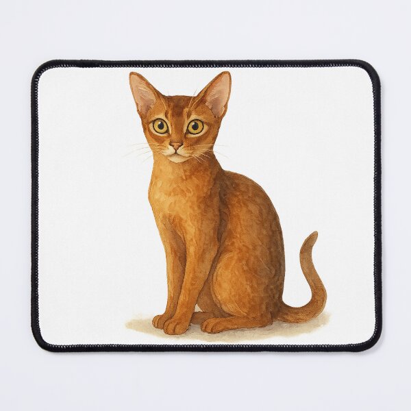 Item preview, A watercolor illustration of an Abyssinian cat designed and sold by GentleMuse.