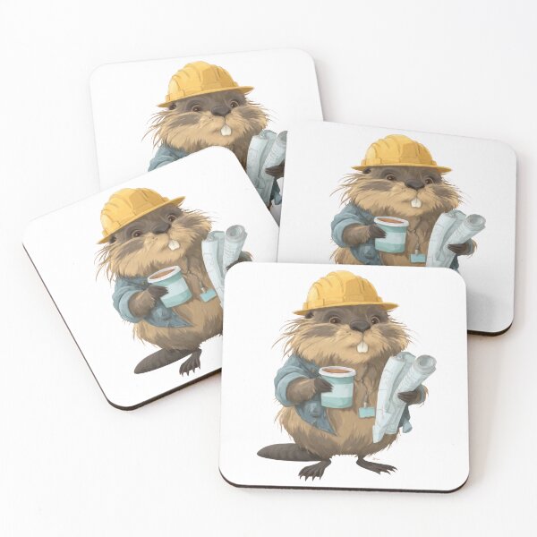 Item preview, Construction Beaver Architect with Coffee and Blueprints – Cute Work Animal Art designed and sold by viking75store.