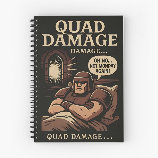Item preview, When Quad Damage Ruins Your Monday – Retro FPS Comic Style designed and sold by StornoRetro.
