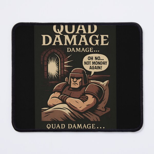 Item preview, When Quad Damage Ruins Your Monday – Retro FPS Comic Style designed and sold by StornoRetro.