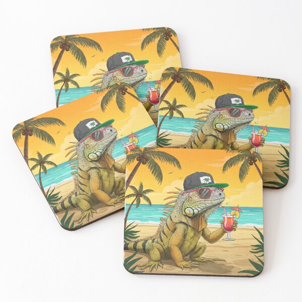 Item preview, Cool Iguana on the Beach – with Shades & Drink designed and sold by PixHub .