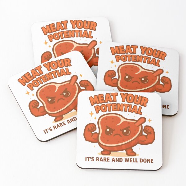Item preview, Meat Your Potential – Motivational Steak Cartoon Tee designed and sold by Snackwear Apparel.
