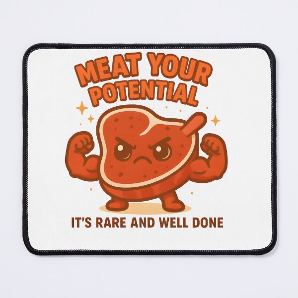 Item preview, Meat Your Potential – Motivational Steak Cartoon Tee designed and sold by Snackwear Apparel.
